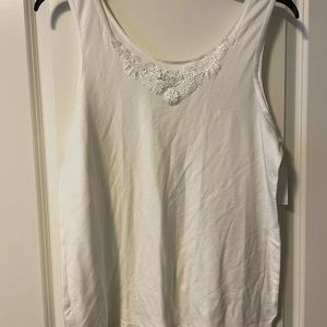 New with tags, Cuddl Duds Camisole, White with lace appliqué, 1X